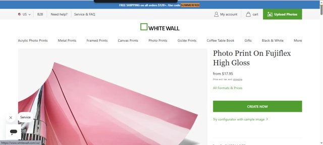 WhiteWall checkout page showing WhiteWall coupon code box | Screenshot taken by SimplyCodes community member on Aug 6, 2025