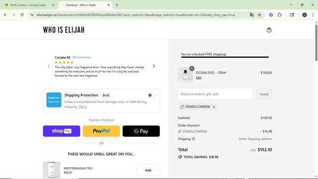 Who Is Elijah checkout page showing Who Is Elijah promo code box | Screenshot taken by SimplyCodes community member on Aug 21, 2025