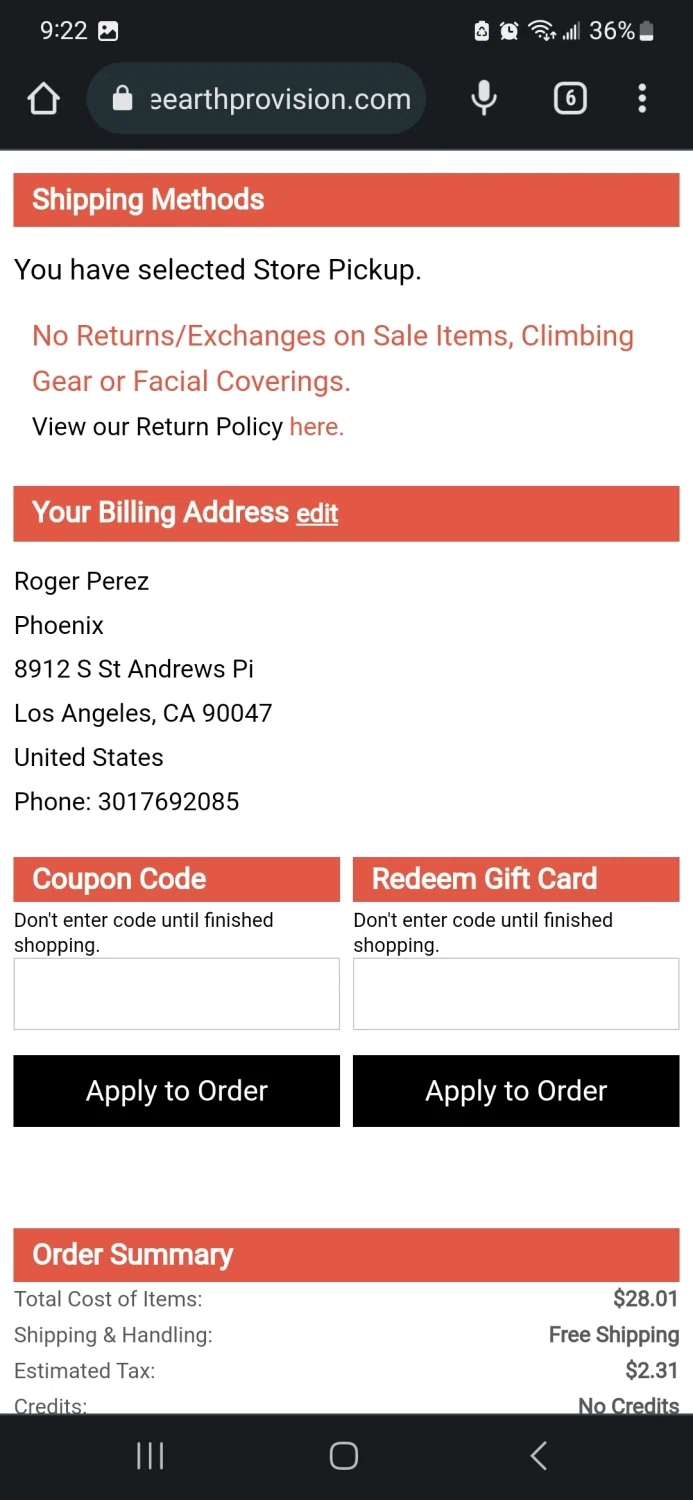 Whole Earth Provision checkout page showing Whole Earth Provision promo code box | Screenshot taken by SimplyCodes community member on Mar 4, 2023