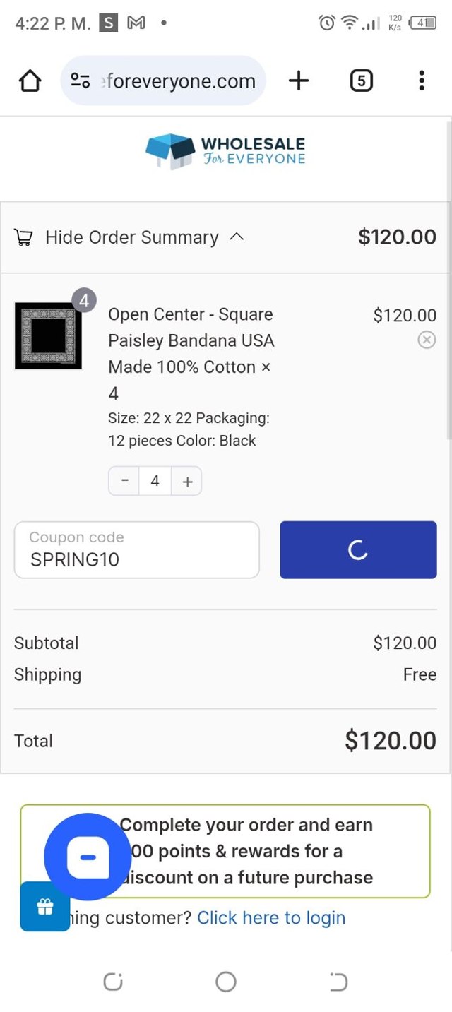 Wholesale For Everyone checkout page showing Wholesale For Everyone promo code box | Screenshot taken by SimplyCodes community member on Mar 1, 2025