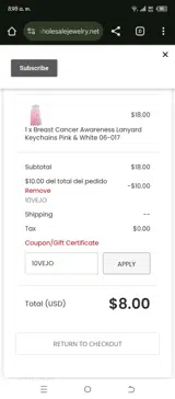10VEJO coupon verification screenshot