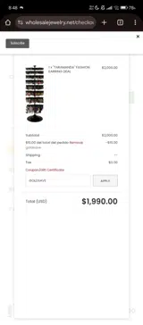 GOLDSAVE coupon verification screenshot
