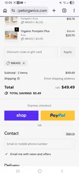 MIKA10 coupon verification screenshot