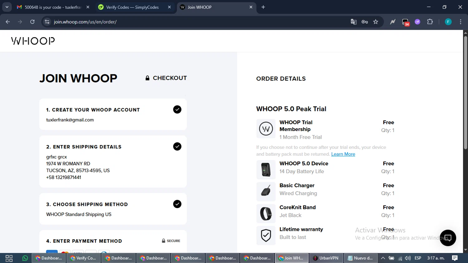 Verification screenshot for One Month Free When You Sign Up at Whoop — 3mo ago