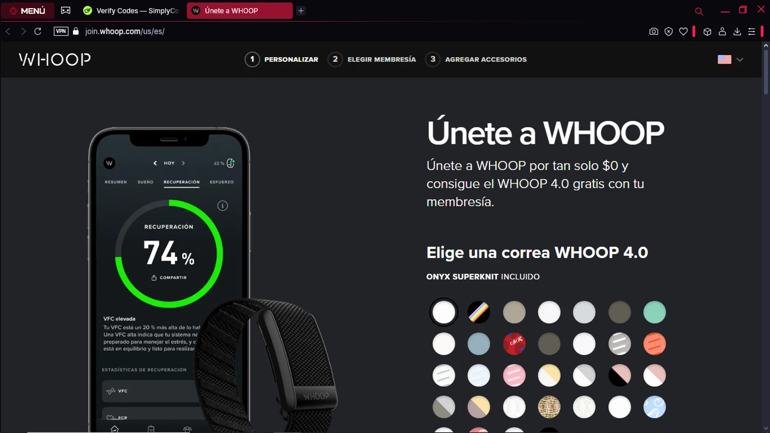 Whoop discount code screenshot showing code 1B7A76 applied at Whoop checkout page. Uploaded by SimplyCodes community member MoneyTitan8787 on Mar 30, 2025