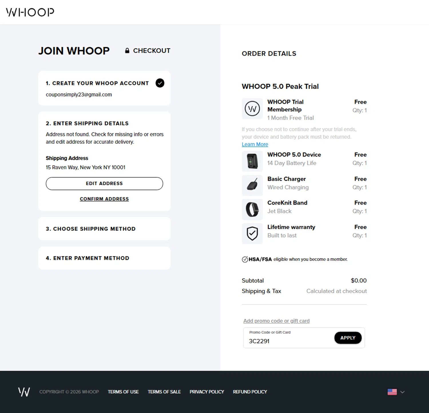 Verification screenshot for 1 Month Free on Membership (members Only) at Whoop — 3mo ago