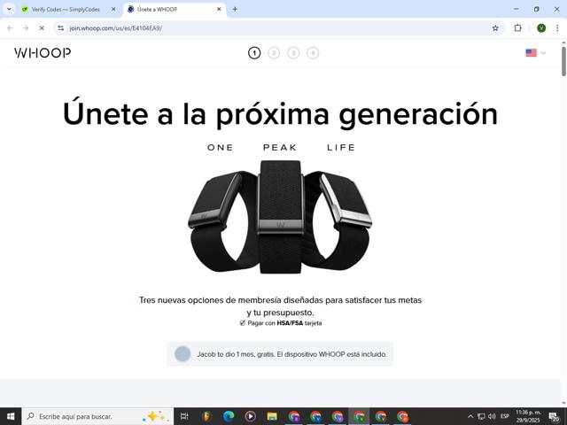Whoop checkout page showing Whoop discount code box | Screenshot taken by SimplyCodes community member on Sep 30, 2025