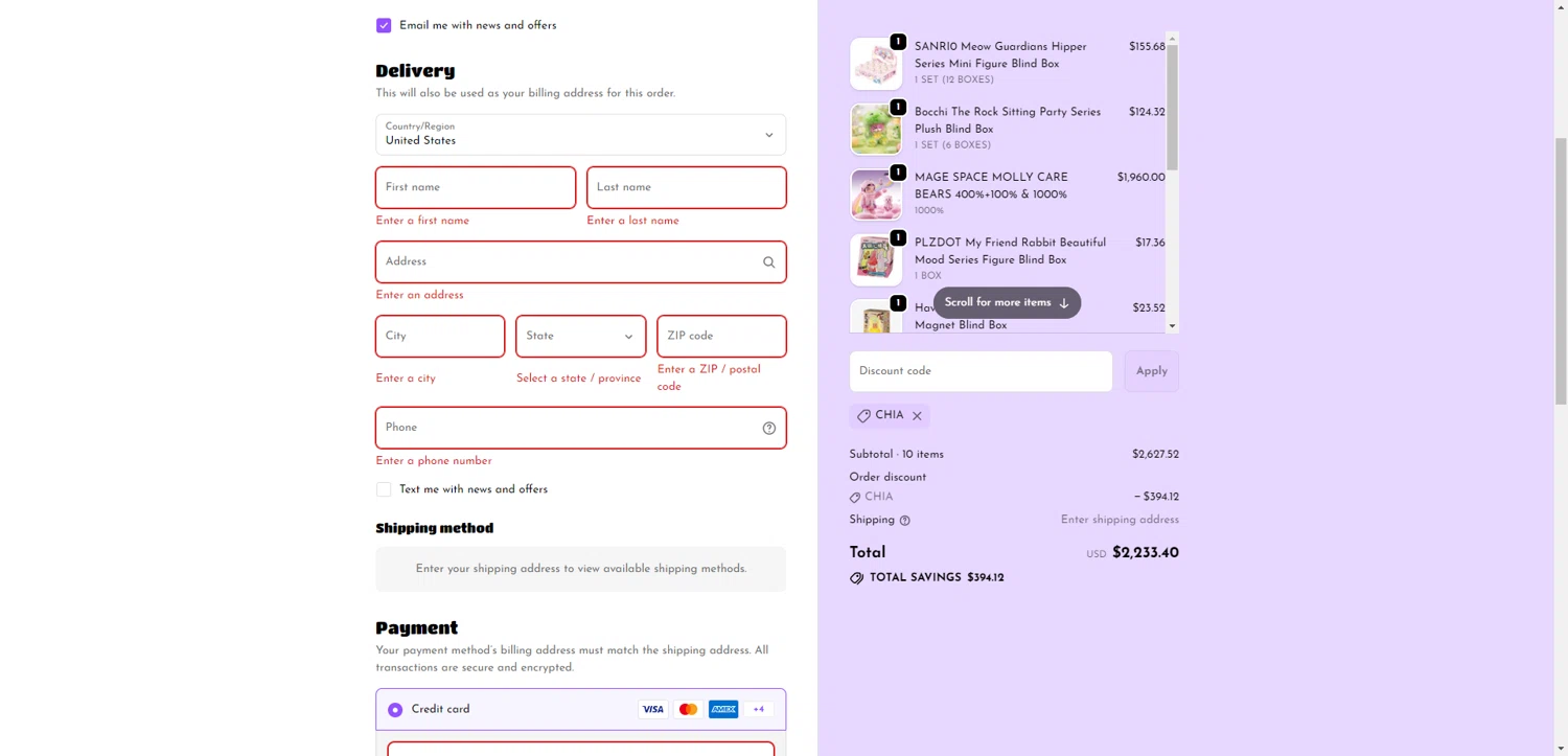 Whoopea discount code screenshot showing code CHIA applied at Whoopea checkout page. Uploaded by SimplyCodes community member TreasureKnight4134 on Jan 28, 2026