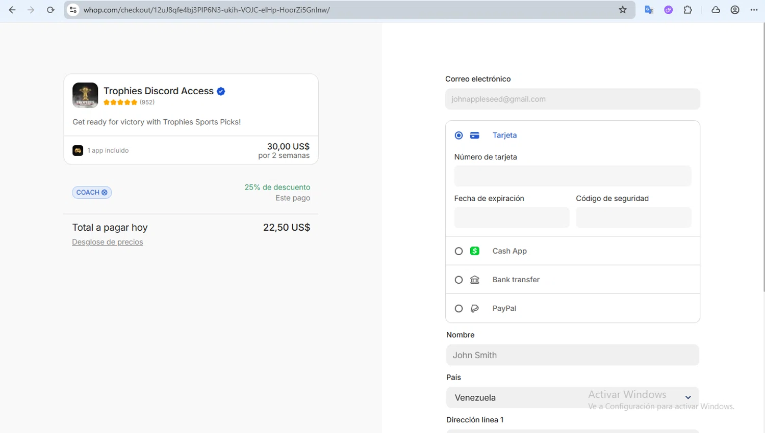 Whop checkout page showing Whop promo code box | Screenshot taken by SimplyCodes community member on Feb 5, 2026