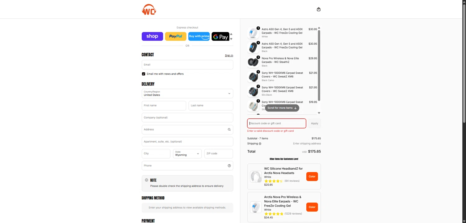 Wicked Cushions discount code screenshot showing code BFCM2025 applied at Wicked Cushions checkout page. Uploaded by SimplyCodes community member TokenFalcon7462 on Feb 8, 2026