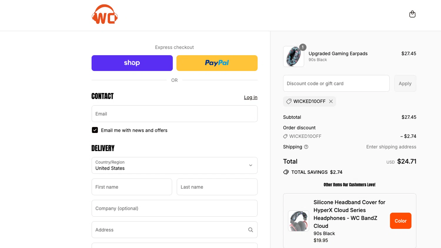 Wicked Cushions discount code screenshot showing code WICKED10OFF applied at Wicked Cushions checkout page. Uploaded by SimplyCodes community member ELOIN777 on Sep 5, 2025
