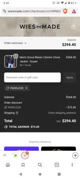PADDLE20 coupon verification screenshot