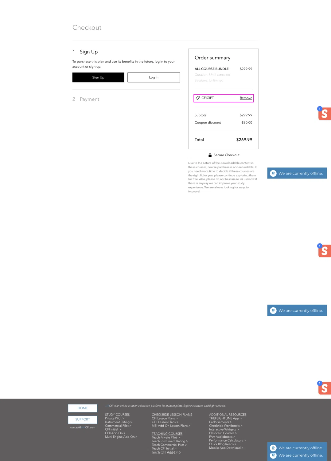 WifiCFI promo code screenshot showing code CFIGIFT applied at WifiCFI checkout page. Uploaded by SimplyCodes community member chandlerbing on Jun 18, 2026