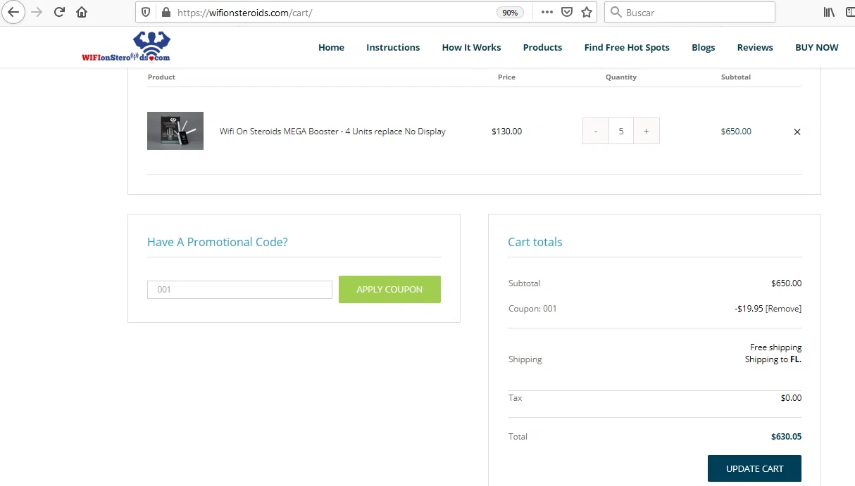 Wifi on Steroids checkout page showing Wifi on Steroids promo code box | Screenshot taken by SimplyCodes community member on Jun 26, 2021