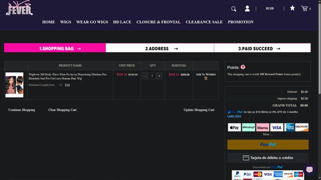 WigFever checkout page showing WigFever coupon code box | Screenshot taken by SimplyCodes community member on Jun 20, 2025