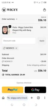 NEWIN15 coupon verification screenshot
