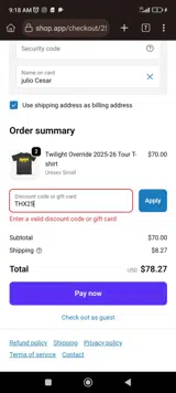 THX25 coupon verification screenshot