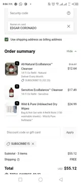 SUBSCRIBE15 coupon verification screenshot