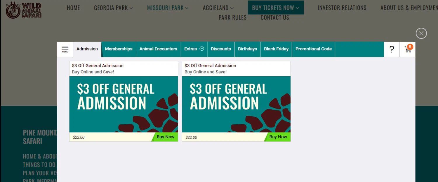 Wild Animal Safari checkout page showing Wild Animal Safari promo code box | Screenshot taken by SimplyCodes community member on Nov 24, 2023