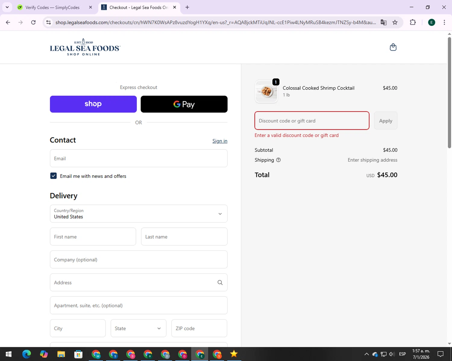 Wild Boar ATV Parts coupon code screenshot showing code SAVE20 applied at Wild Boar ATV Parts checkout page. Uploaded by SimplyCodes community member 00000056 on Jan 7, 2026
