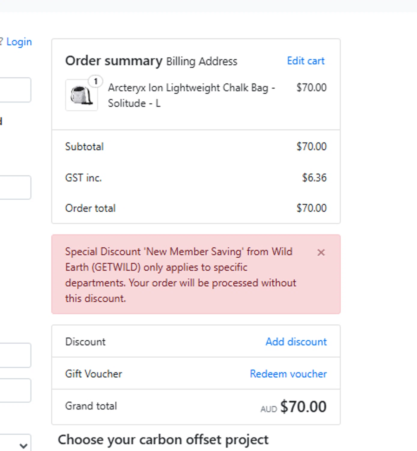 Wildearth AU checkout page showing Wildearth AU promo code box | Screenshot taken by SimplyCodes community member on Apr 4, 2025