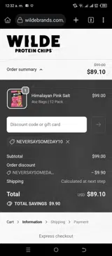 NEVERSAYSOMEDAY10 coupon verification screenshot