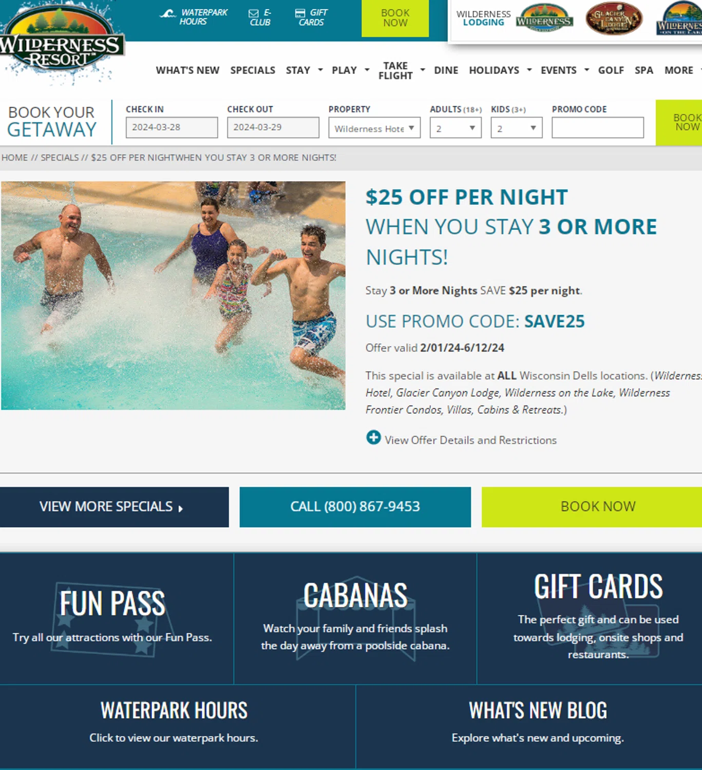 Wilderness Resort Promo Codes 25 Off Coupons in August 2024 SimplyCodes