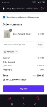 NEWDAY coupon verification screenshot