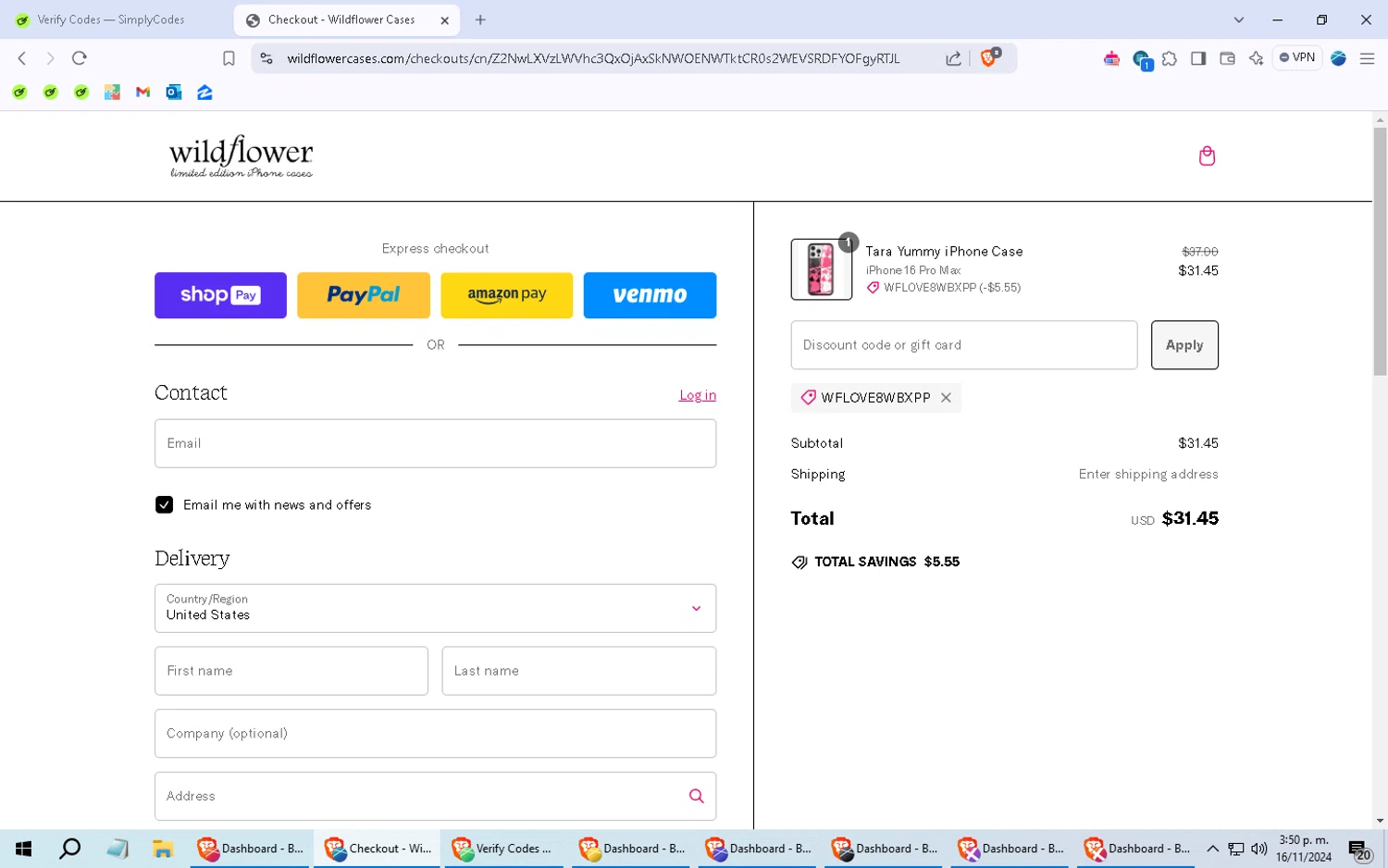 how to use Wildflower cases coupons
