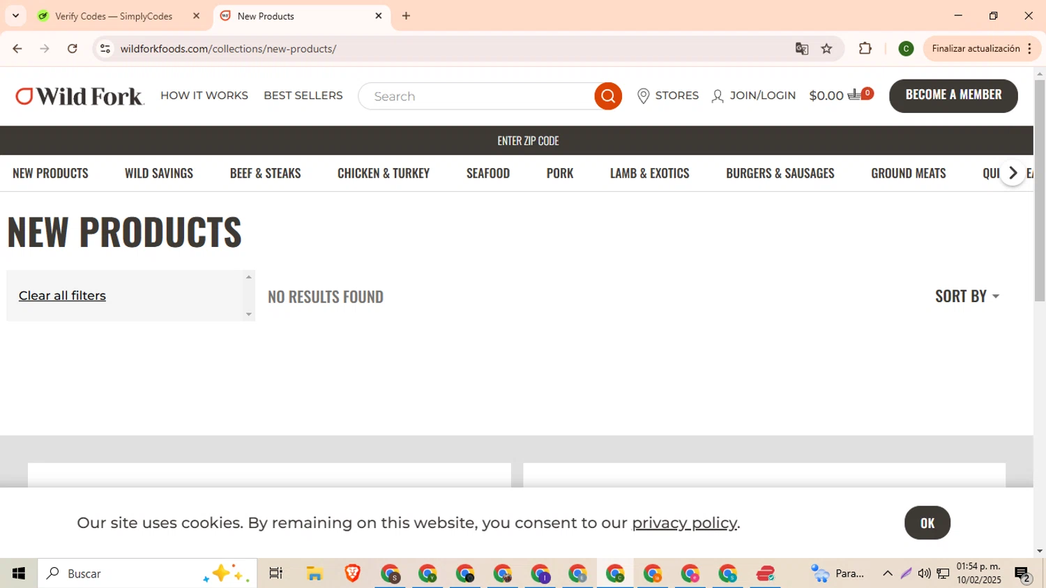 Wild Fork Foods discount code screenshot showing code Natalie20off100 applied at Wild Fork Foods checkout page. Uploaded by SimplyCodes community member DevianArt on Feb 10, 2025