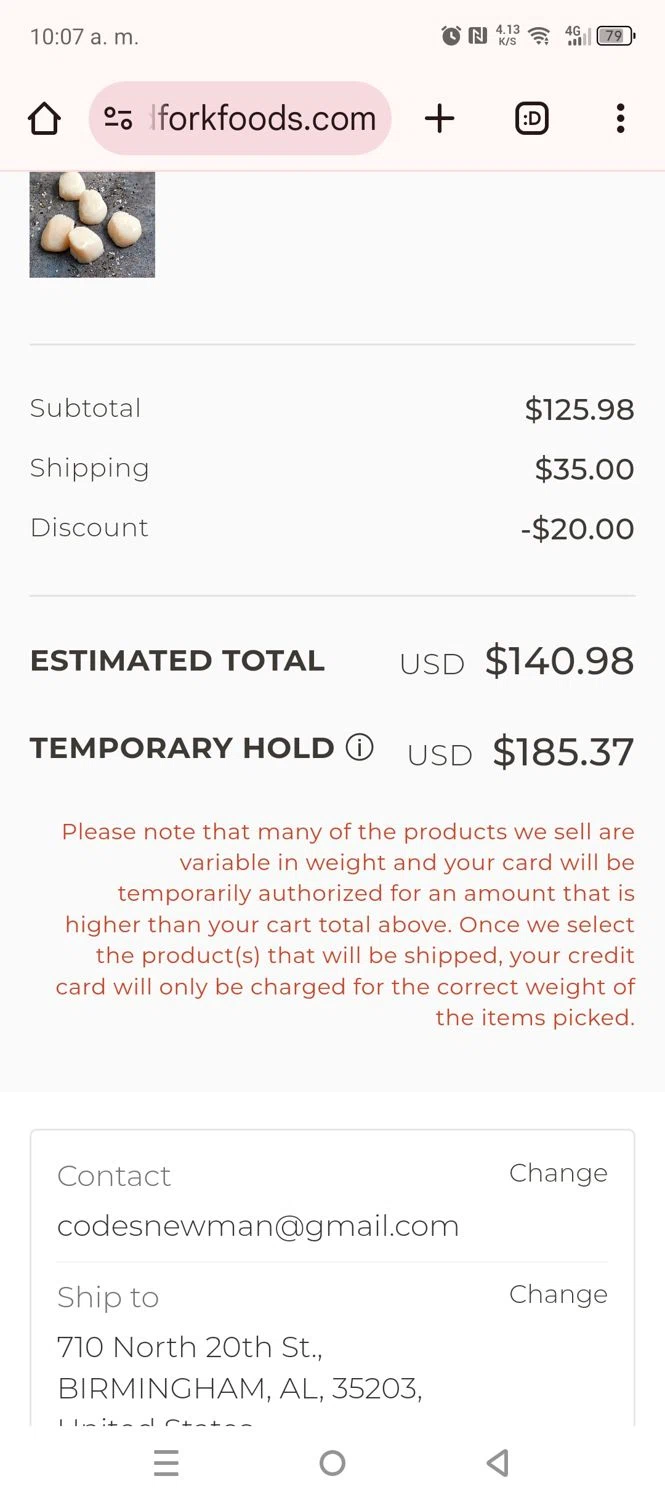 Wild Fork Foods checkout page showing Wild Fork Foods discount code box | Screenshot taken by SimplyCodes community member on Nov 26, 2024