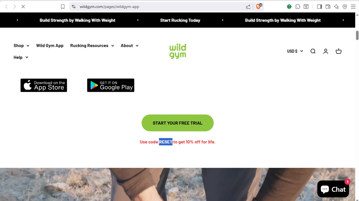 Wild Gym discount code screenshot showing code RESET applied at Wild Gym checkout page. Uploaded by SimplyCodes community member dayselis15 on Dec 16, 2025
