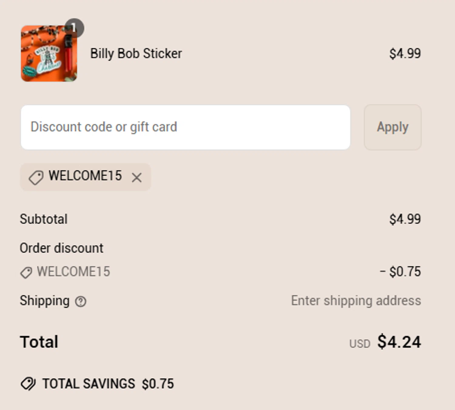 Wild Junkie promo code screenshot showing code WELCOME15 applied at Wild Junkie checkout page. Uploaded by SimplyCodes community member MagnificentCollector7829 on Apr 19, 2025