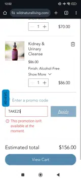 TAKE25 coupon verification screenshot