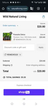 REMEDIES20 coupon verification screenshot