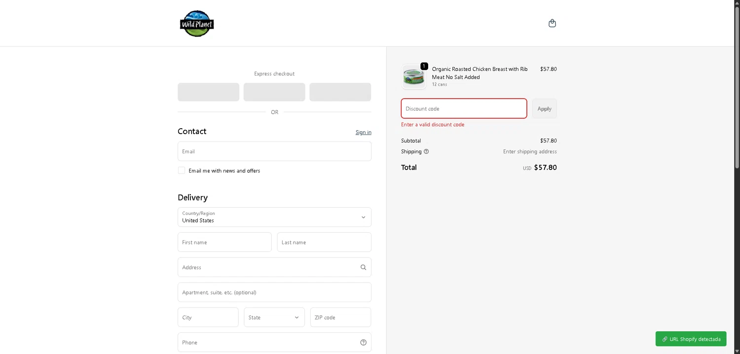 Wild Planet discount code screenshot showing code WILDCS1025-11N applied at Wild Planet checkout page. Uploaded by SimplyCodes community member VoucherHero1009 on Dec 5, 2025