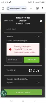 SUMMER25 coupon verification screenshot