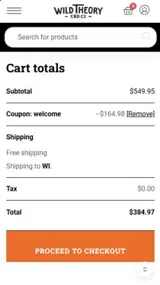WELCOME coupon verification screenshot