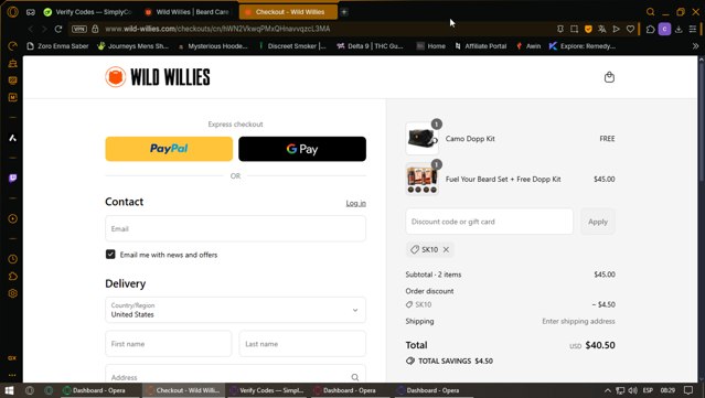 Wild Willies checkout page showing Wild Willies promo code box | Screenshot taken by SimplyCodes community member on Sep 2, 2025
