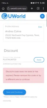 PLATINUM700 coupon verification screenshot