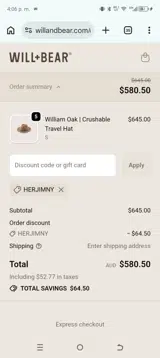 HERJIMNY coupon verification screenshot