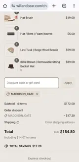 Maddison_cate coupon verification screenshot