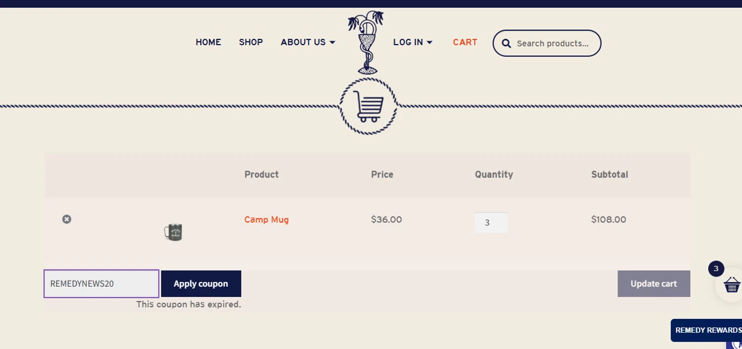 Willie's Remedy discount code screenshot showing code REMEDYNEWS20 applied at Willie's Remedy checkout page. Uploaded by SimplyCodes community member SilverMonarch6357 on Mar 5, 2025