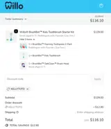 Willo coupon verification screenshot