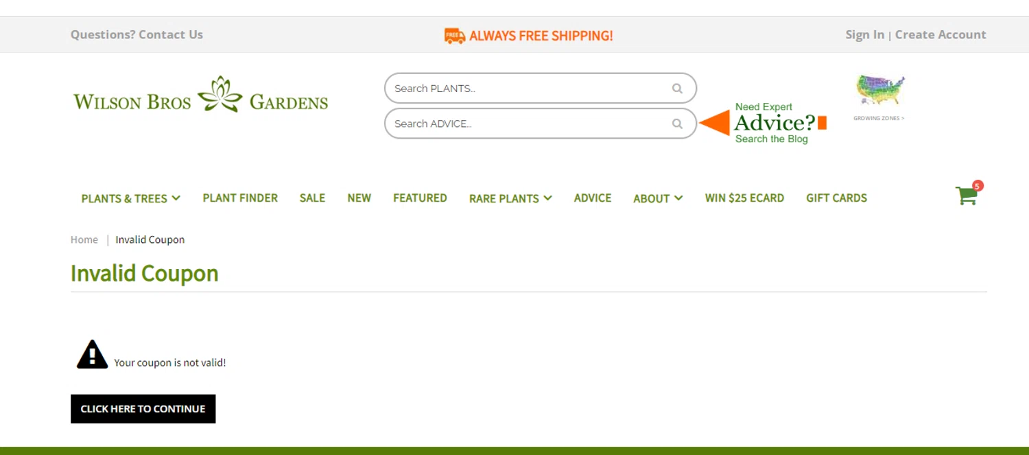 Wilson Bros Gardens promo code screenshot showing code READY-TO-PLANT applied at Wilson Bros Gardens checkout page. Uploaded by SimplyCodes community member obito1234 on Jul 27, 2025