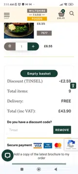 Tinsel coupon verification screenshot