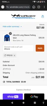 WindRider coupon verification screenshot