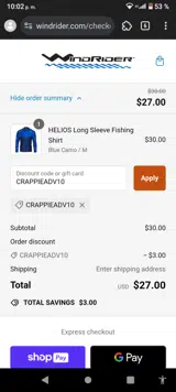 WindRider coupon verification screenshot