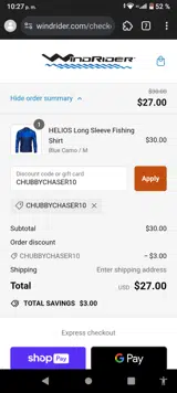 WindRider coupon verification screenshot