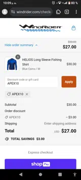 WindRider coupon verification screenshot